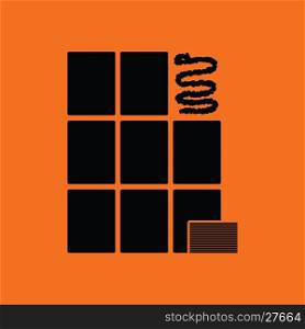 Wall tiles icon. Orange background with black. Vector illustration.