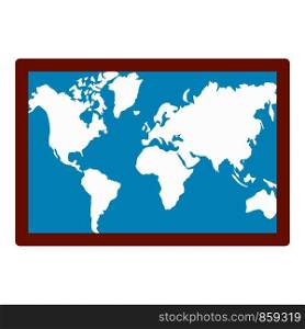 Wall world map icon. Flat illustration of wall world map vector icon for web design. Wall world map icon, flat style