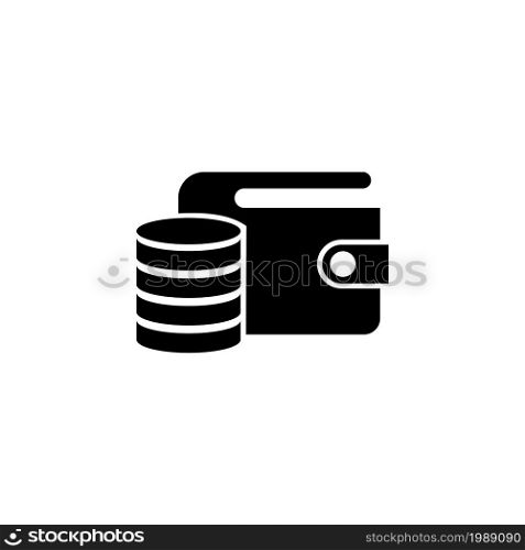 Wallet and Coins, Purse with Money. Flat Vector Icon illustration. Simple black symbol on white background. Wallet and Coins, Purse with Money sign design template for web and mobile UI element. Wallet and Coins, Purse with Money. Flat Vector Icon illustration. Simple black symbol on white background. Wallet and Coins, Purse with Money sign design template for web and mobile UI element.