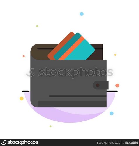 Wallet, Cash, Credit Card, Dollar, Finance, Money Abstract Flat Color Icon Template