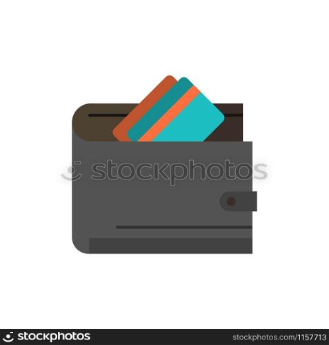 Wallet, Cash, Credit Card, Dollar, Finance, Money Flat Color Icon. Vector icon banner Template
