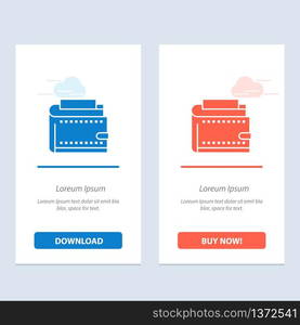 Wallet, Cash, Finance, Money, Personal, Purse Blue and Red Download and Buy Now web Widget Card Template