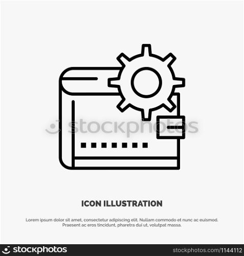 Wallet, Cash, Finance, Money, Personal, Purse, Making Line Icon Vector