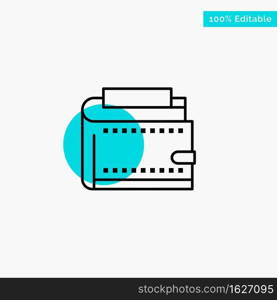 Wallet, Cash, Finance, Money, Personal, Purse turquoise highlight circle point Vector icon