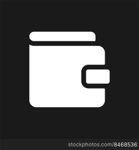 Wallet dark mode glyph ui icon. Personal bank account. Money transfer. User interface design. White silhouette symbol on black space. Solid pictogram for web, mobile. Vector isolated illustration. Wallet dark mode glyph ui icon