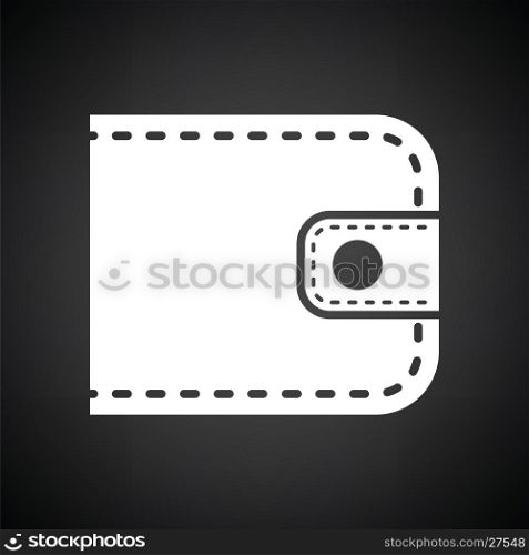 Wallet icon. Black background with white. Vector illustration.