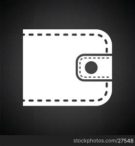 Wallet icon. Black background with white. Vector illustration.