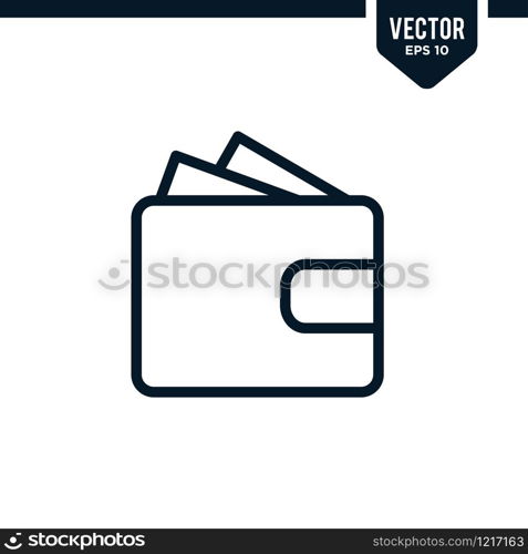 Wallet icon collection in outlined or line art style