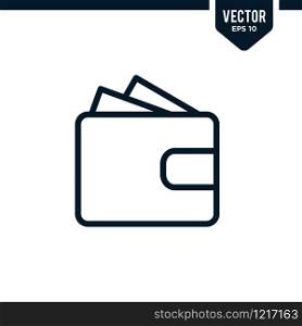 Wallet icon collection in outlined or line art style