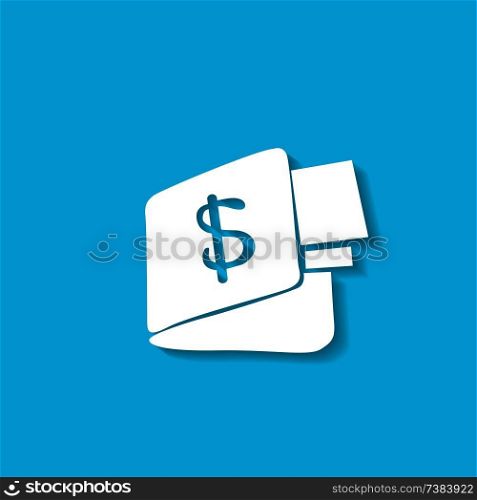 Wallet icon isolated on blue background.