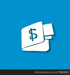 Wallet icon isolated on blue background.
