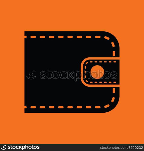 Wallet icon. Orange background with black. Vector illustration.