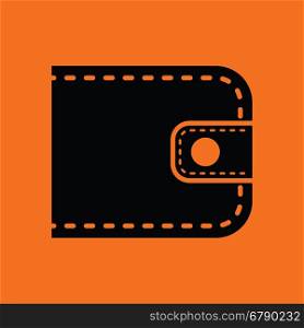 Wallet icon. Orange background with black. Vector illustration.