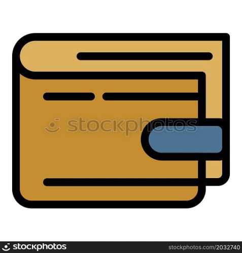 Wallet icon. Outline wallet vector icon color flat isolated. Wallet icon color outline vector