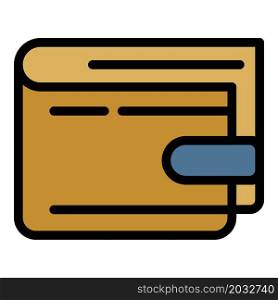 Wallet icon. Outline wallet vector icon color flat isolated. Wallet icon color outline vector