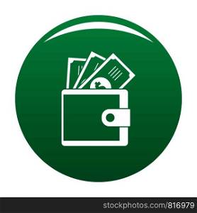 Wallet icon. Simple illustration of wallet vector icon for any design green. Wallet icon vector green