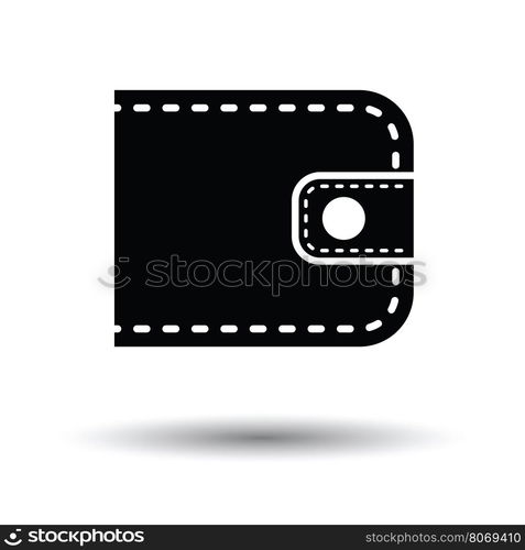 Wallet icon. White background with shadow design. Vector illustration.