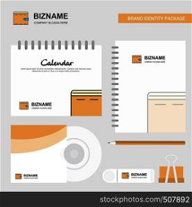 Wallet Logo, Calendar Template, CD Cover, Diary and USB Brand Stationary Package Design Vector Template