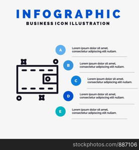 Wallet, Money, Cash Line icon with 5 steps presentation infographics Background