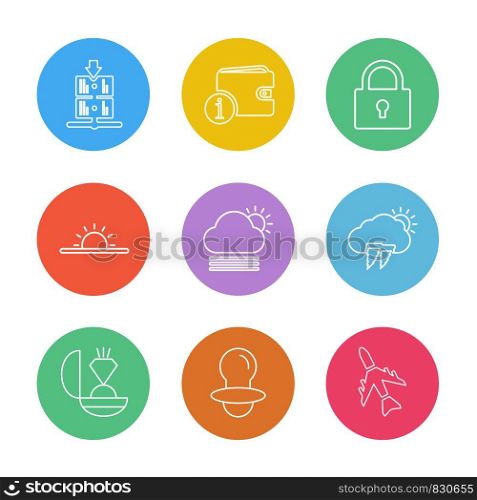 wallet , ring , aeroplane , Ecology , eco , icons , weather , enviroement , icon, vector, design, flat, collection, style, creative, icons , cloud , rain , storm , moon , rainbow , sun , sunlight ,