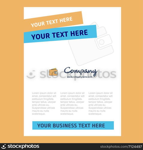 Wallet Title Page Design for Company profile ,annual report, presentations, leaflet, Brochure Vector Background