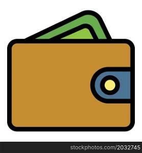 Wallet with card icon. Outline wallet with card vector icon color flat isolated. Wallet with card icon color outline vector
