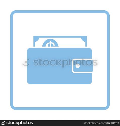 Wallet with cash icon. Blue frame design. Vector illustration.
