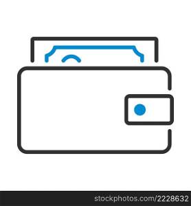 Wallet With Cash Icon. Editable Bold Outline With Color Fill Design. Vector Illustration.