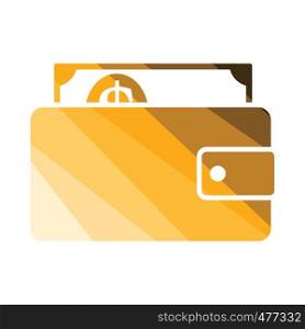 Wallet with cash icon. Flat color design. Vector illustration.
