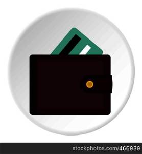 Wallet with credit cards icon in flat circle isolated vector illustration for web. Wallet with credit cards icon circle