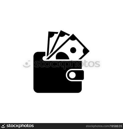 Wallet with Dollars Banknotes, Purse and Cash, Pouch. Simple black symbol on white background. Wallet with Dollars Banknotes, Purse and Cash, Pouch sign design template for web and mobile UI element. Wallet with Dollars Banknotes, Purse and Cash, Pouch. Simple black symbol on white background. Wallet with Dollars Banknotes, Purse and Cash, Pouch sign design template for web and mobile UI element.