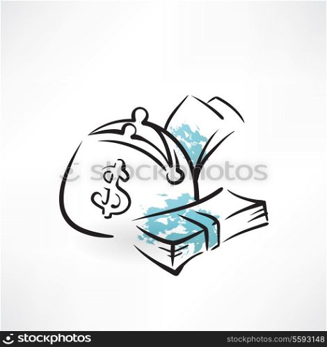 wallet with money grunge icon
