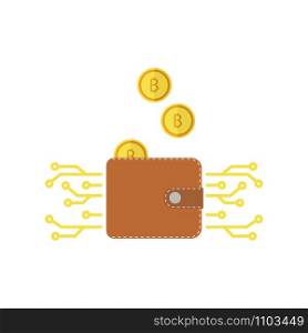 wallet with virtual currency in flat style, vector illustration. wallet with virtual currency in flat style, vector