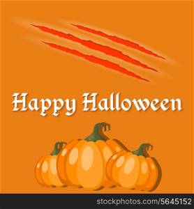 Wallpapers for the holiday Halloween with pumpkins on orange background. Vector illustration.