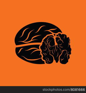 Walnut icon. Orange background with black. Vector illustration.