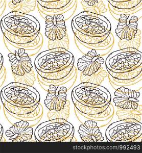 Walnut seamless pattern background. Pattern print design with sketched wulnuts. Walnut seamless pattern background. Pattern print design with sketched wulnuts.