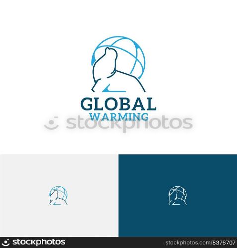 Walrus Animal Pole Wildlife Earth Planet Global Warming Monoline Logo