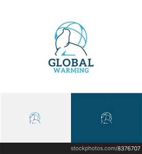 Walrus Animal Pole Wildlife Earth Planet Global Warming Monoline Logo