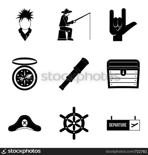 Wanderer icons set. Simple set of 9 wanderer vector icons for web isolated on white background. Wanderer icons set, simple style