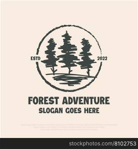 Wanderlust forest adventure badge logo design Vector Image