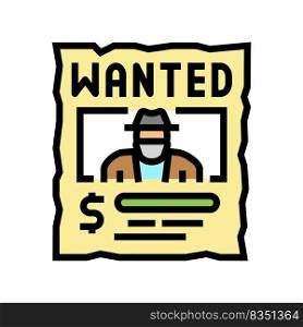 wanted poster color icon vector. wanted poster sign. isolated symbol illustration. wanted poster color icon vector illustration