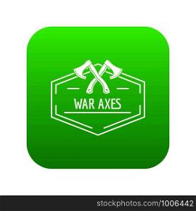 War axe icon green vector isolated on white background. War axe icon green vector