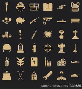 War crime icons set. Simple style of 36 war crime vector icons for web for any design. War crime icons set, simple style