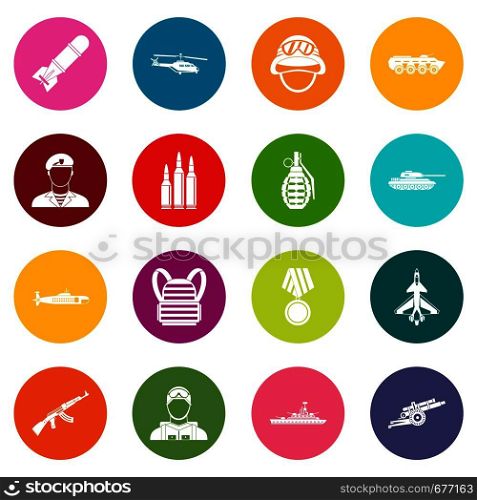 War icons many colors set isolated on white for digital marketing. War icons many colors set