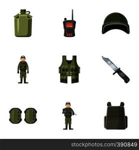 War icons set. Cartoon illustration of 9 war vector icons for web. War icons set, cartoon style