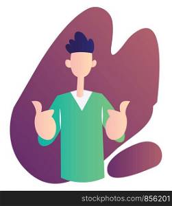 Ward boy showing thumbs up vector illustration on a white background