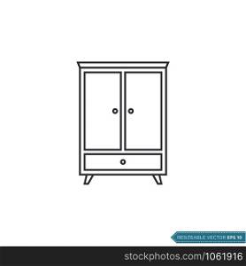 Wardrobe Cabinet Drawers Icon Vector Template Illustration Design