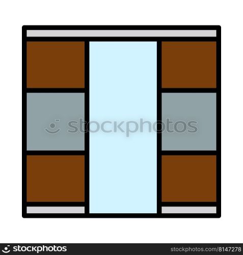 Wardrobe Closet Icon. Editable Bold Outline With Color Fill Design. Vector Illustration.