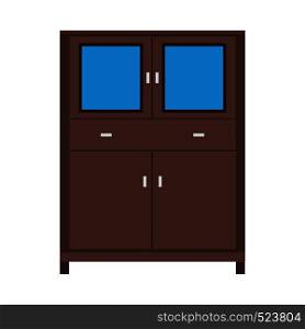Wardrobe closet vector icon furniture interior clothes shelf illustration. Hanger room dress wooden cabinet bedroom