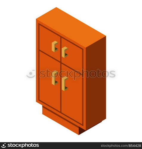 Wardrobe icon. Isometric illustration of wardrobe vector icon for web. Wardrobe icon, isometric style